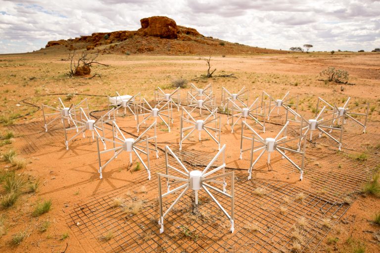 An outlier tile of the Murchison Widefield Array. Credit: ICRAR/Curtin University.